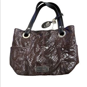 Fossil Brown Snakeskin Leather Shoulder Bag